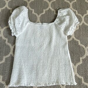 cute scrunched white top for girls